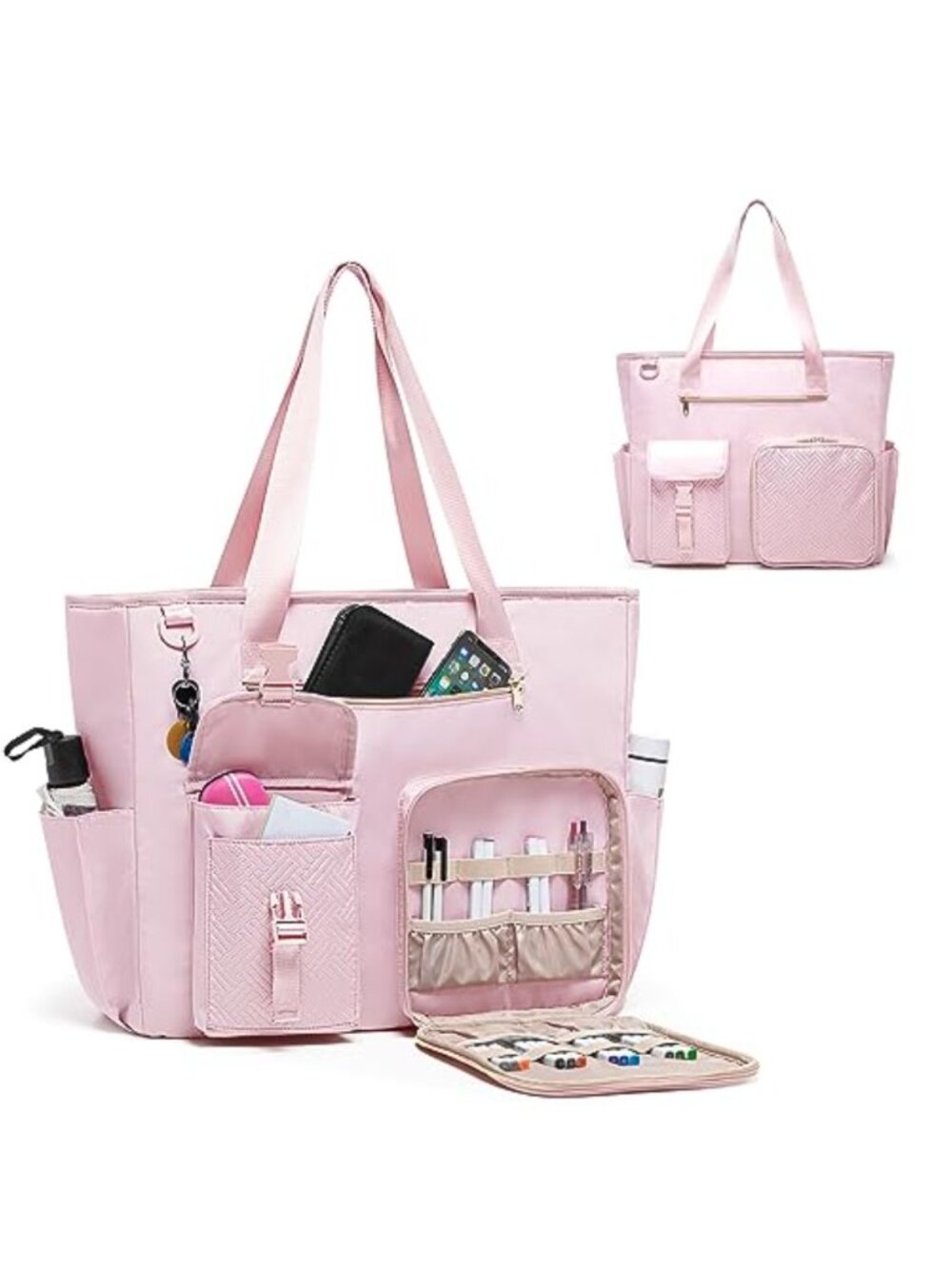 Extra Large Nylon Teacher Tote Bag 15.6" Laptop Messenger Work Bag